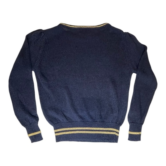 Kasper Navy Sweater with Gold Accents Kids Size: 8/9 - Picture 2 of 7